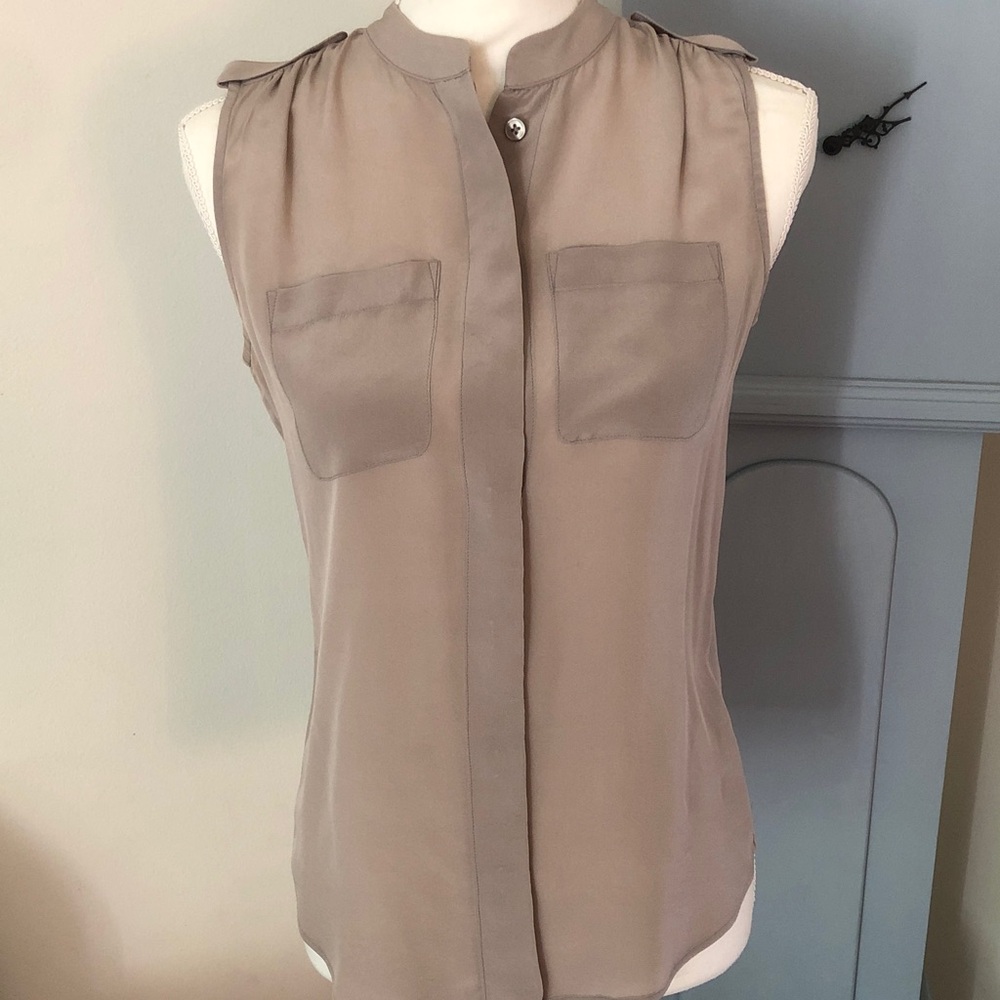 Banana Republic Sleeveless Pocket Blouse - Taupe